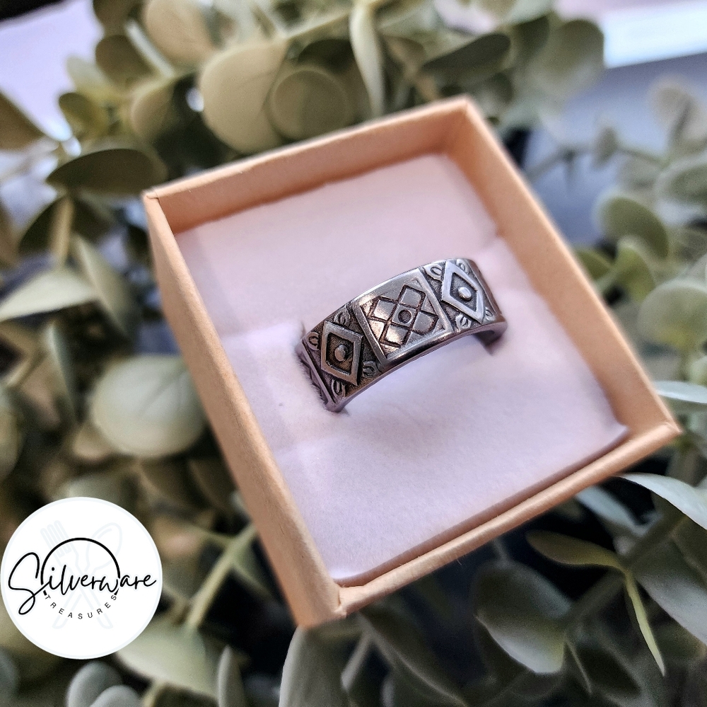 1960's stainless steel 'Vegas' Geometric Ring